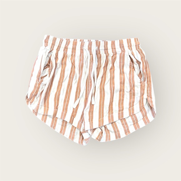 Billabong Pants - Billabong Women's Striped Tan and Cream Shorts